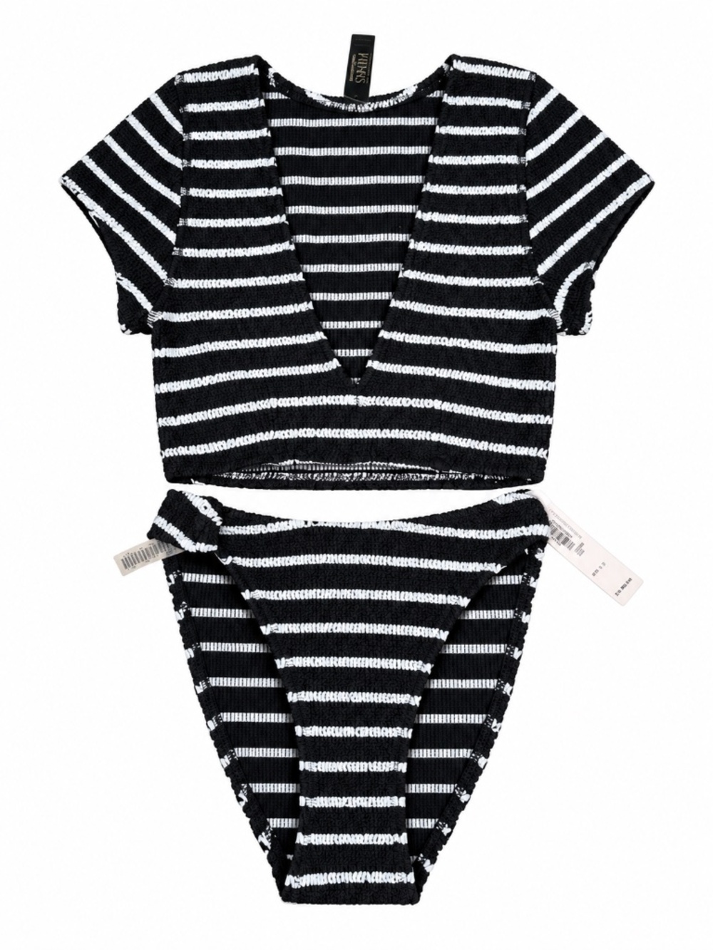 NWT Kulani Kinis Victoria’s Secret Black White Textured Bikini Set XS/S